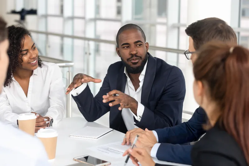 Team discussion at a shared table
